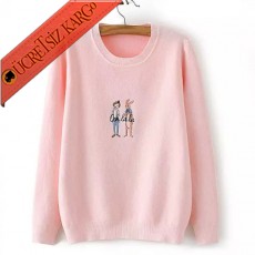 * Tavşan & Adam Japon Yün Sweatshirt Pembe