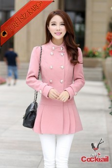 * Soo Beauty Japon Elegant Palto S-Xxl Pembe