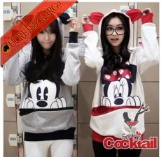 * Minnie Mouse Kulaklı Kapşonlu Sweat Gri