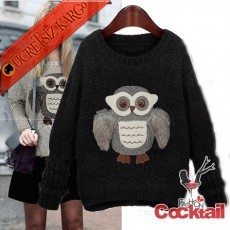 * Mr Baykuş Japon Trendy Sweatshirt Siyah