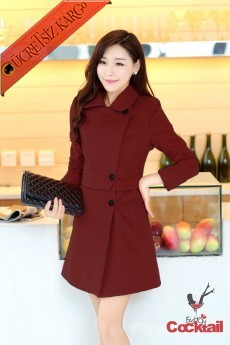 * Oturan Bel Japon Elegant Palto M-Xxl Bordo