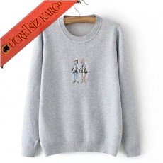 * Tavşan & Adam Japon Yün Sweatshirt Gri